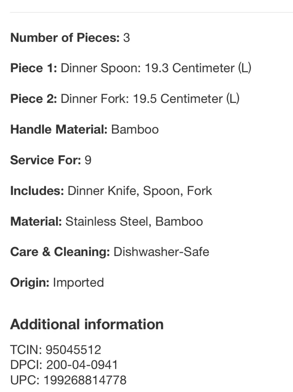 THRESHOLD NWT 3pc Bamboo Flatware Set